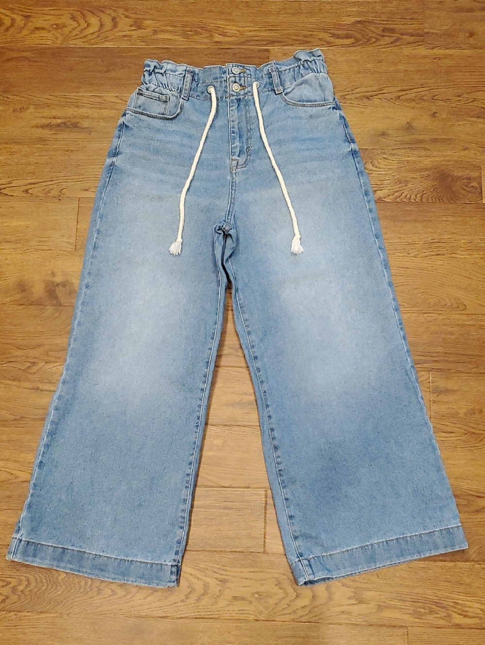 Kensie Light Blue High-Waist Wide-Leg Drawstring Jeans Wimens Size 6 / 28